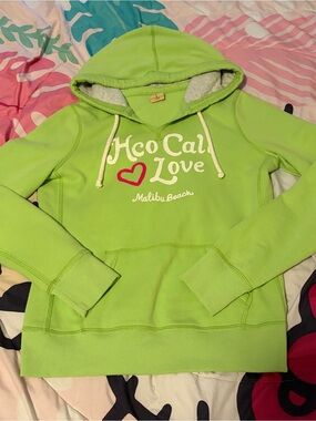 Hollister Lime Green Fleece Hoodie with Logo Tag